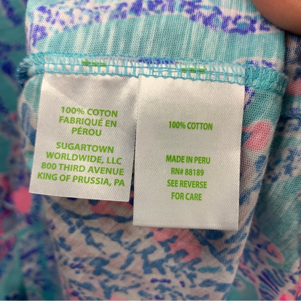 NEW Lilly Pulitzer Etta V-Neck Tee Blue Ibiza “Now You Sea Me”, Size S - Picture 5 of 7